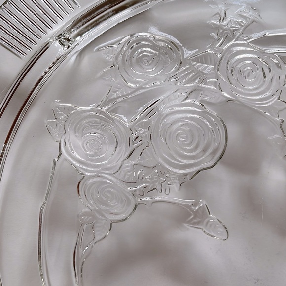 VTG Cabbage Rose Footed Platter - Picture 3 of 6
